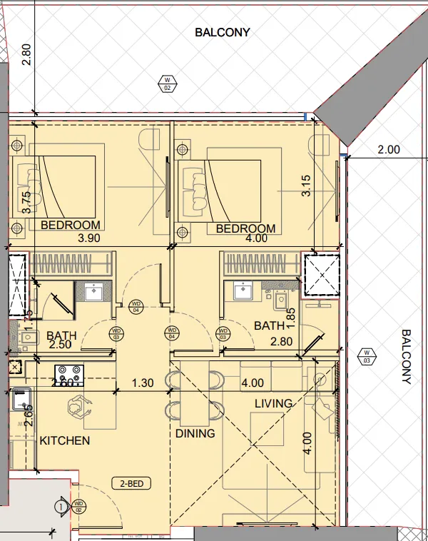 2 bedroom layout