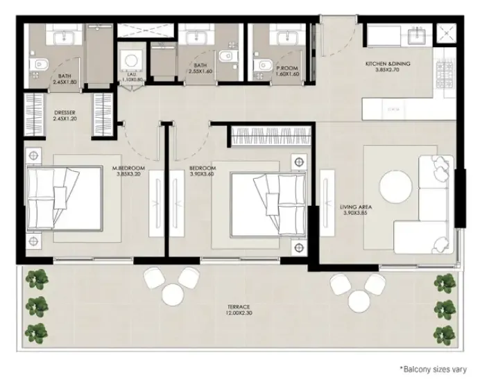 2 bedroom layout
