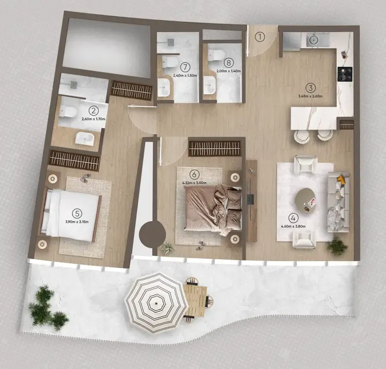 2 bedroom layout