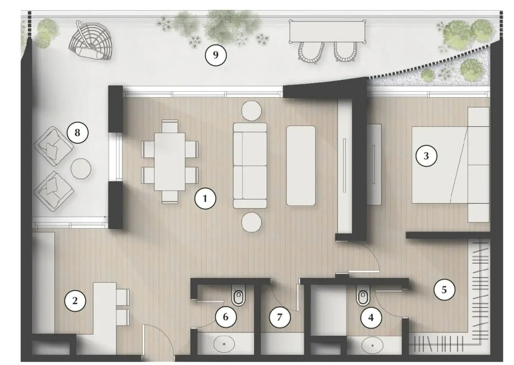1 bedroom layout
