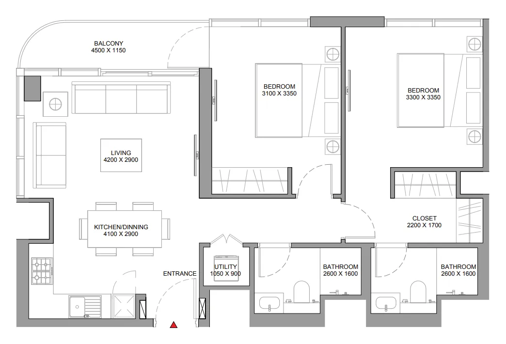 2 bedroom layout