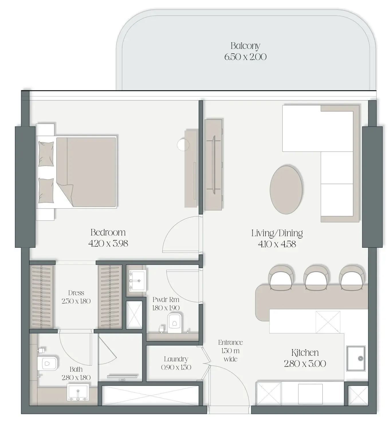 1 bedroom layout