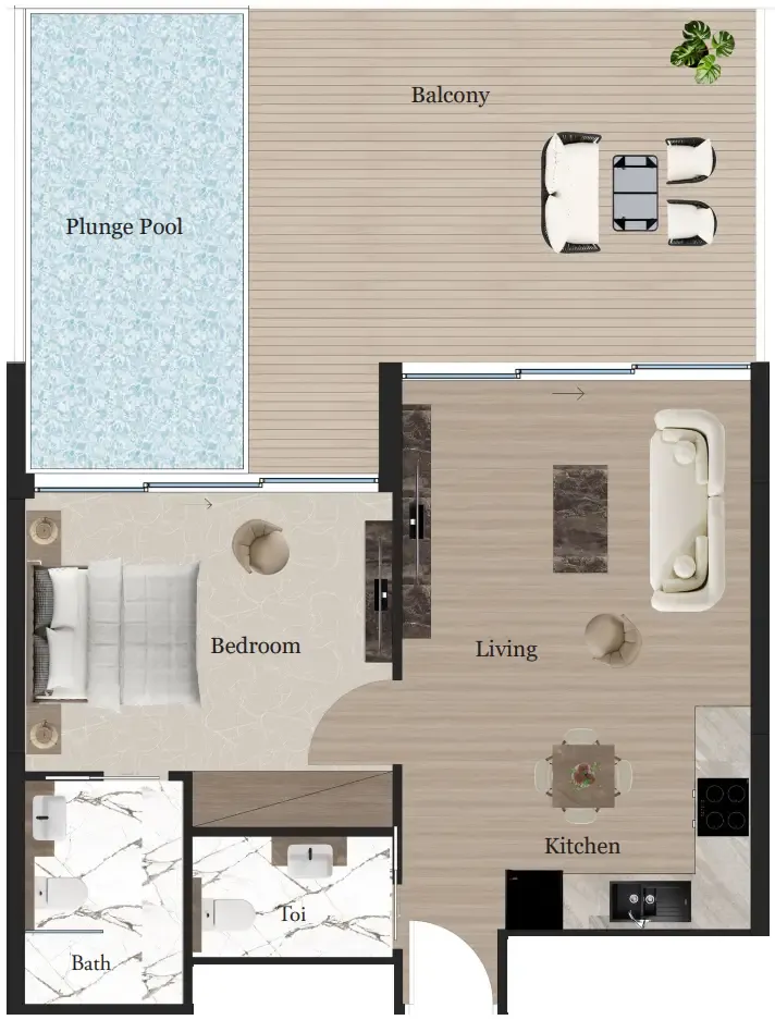1 bedroom layout