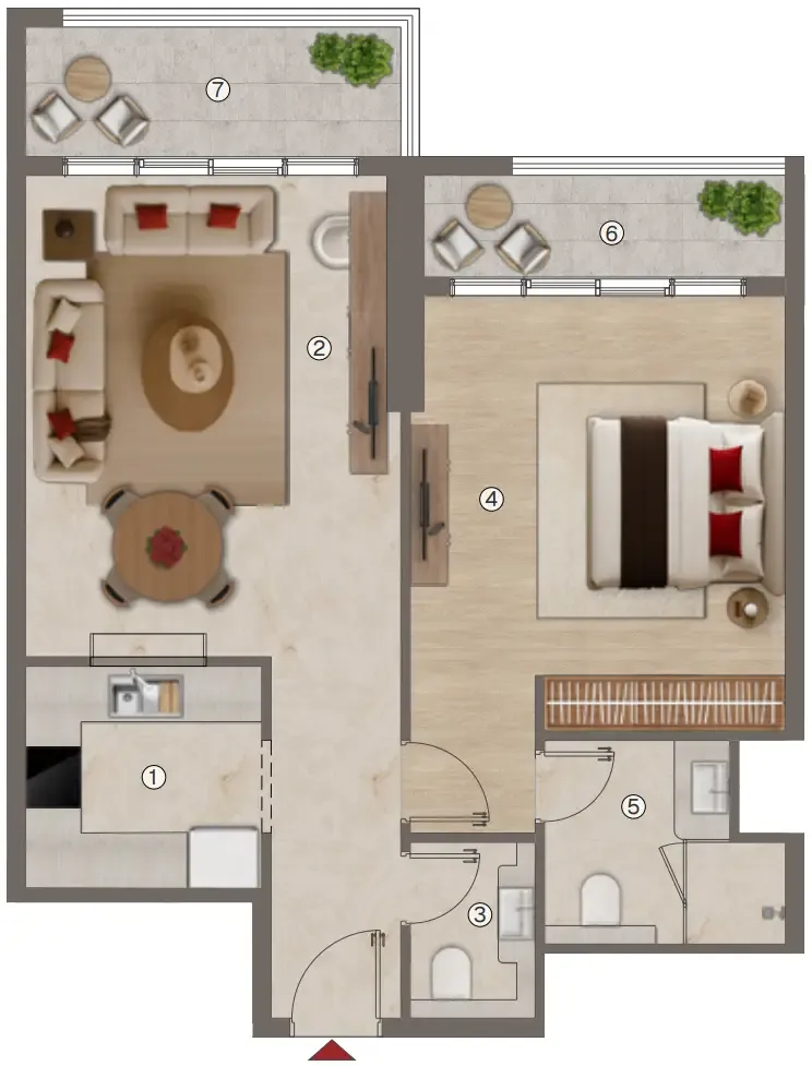 1 bedroom layout