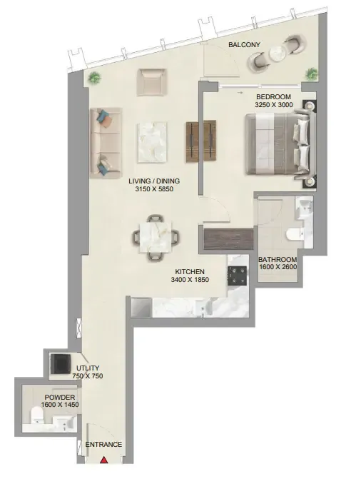 1 bedroom layout