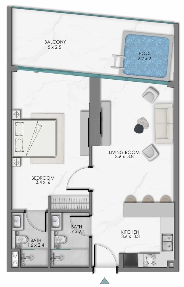 1 bedroom layout