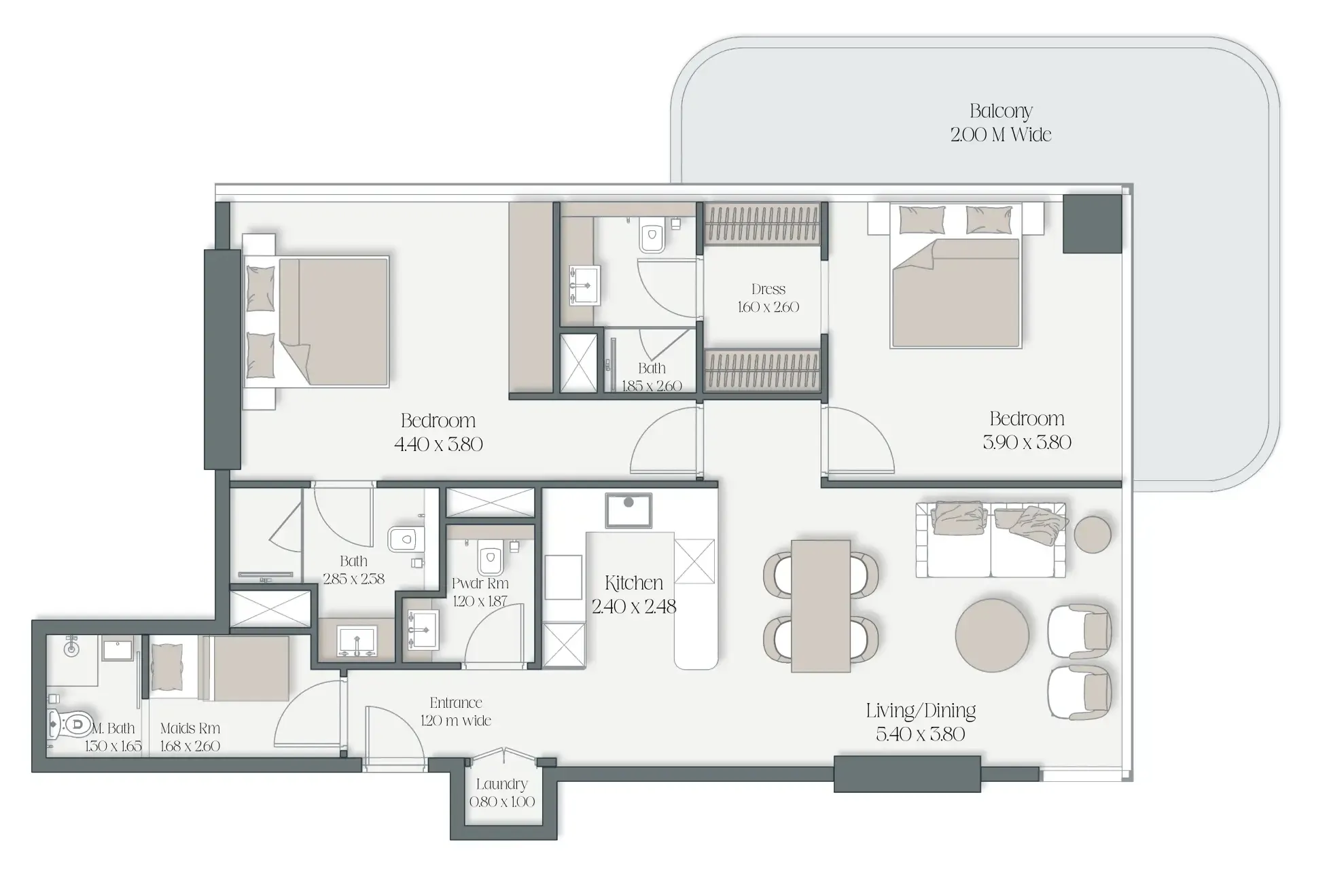 2 bedroom layout