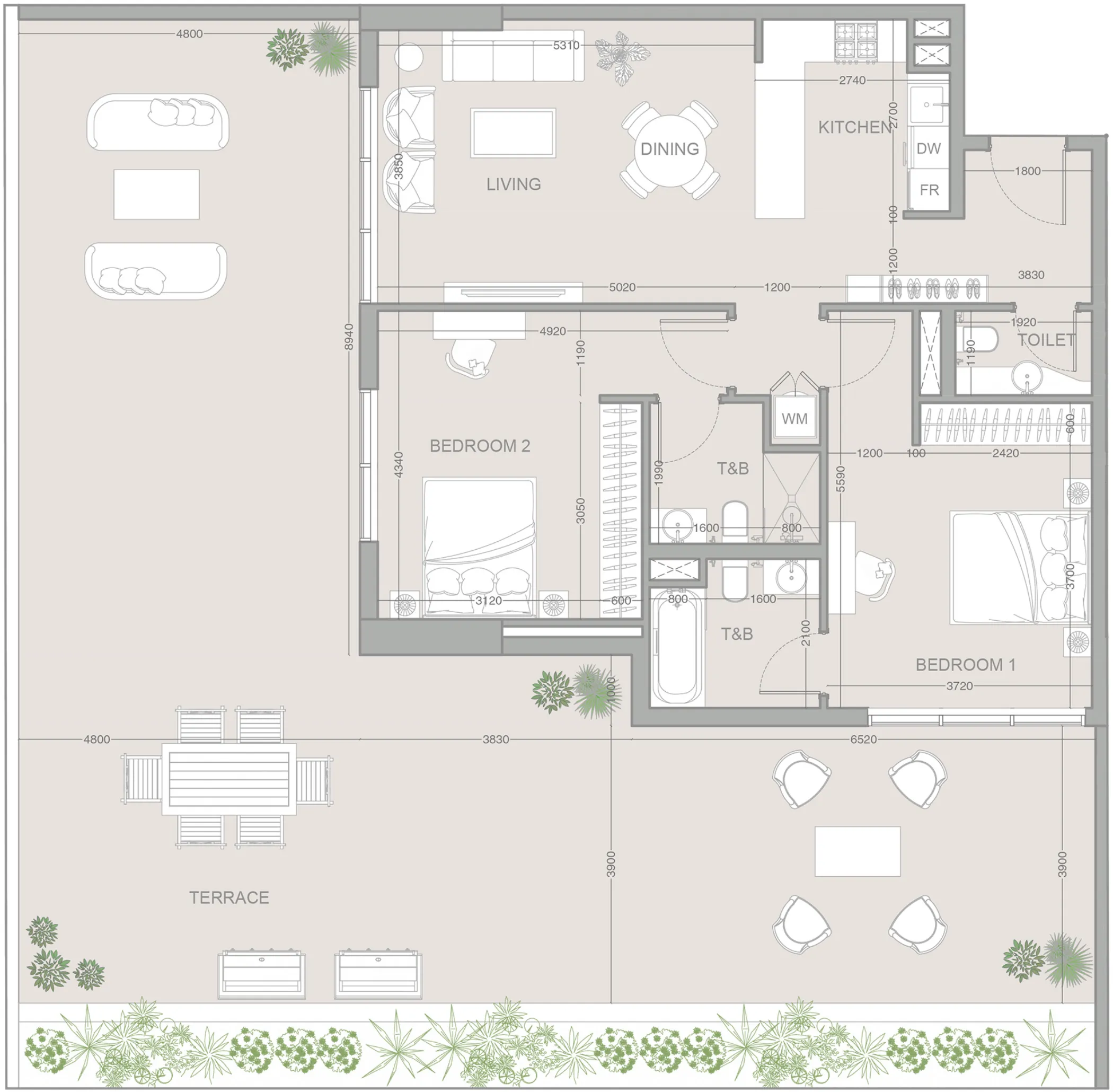 2 bedroom layout