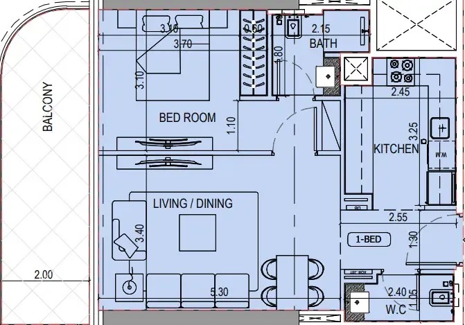 1 bedroom layout