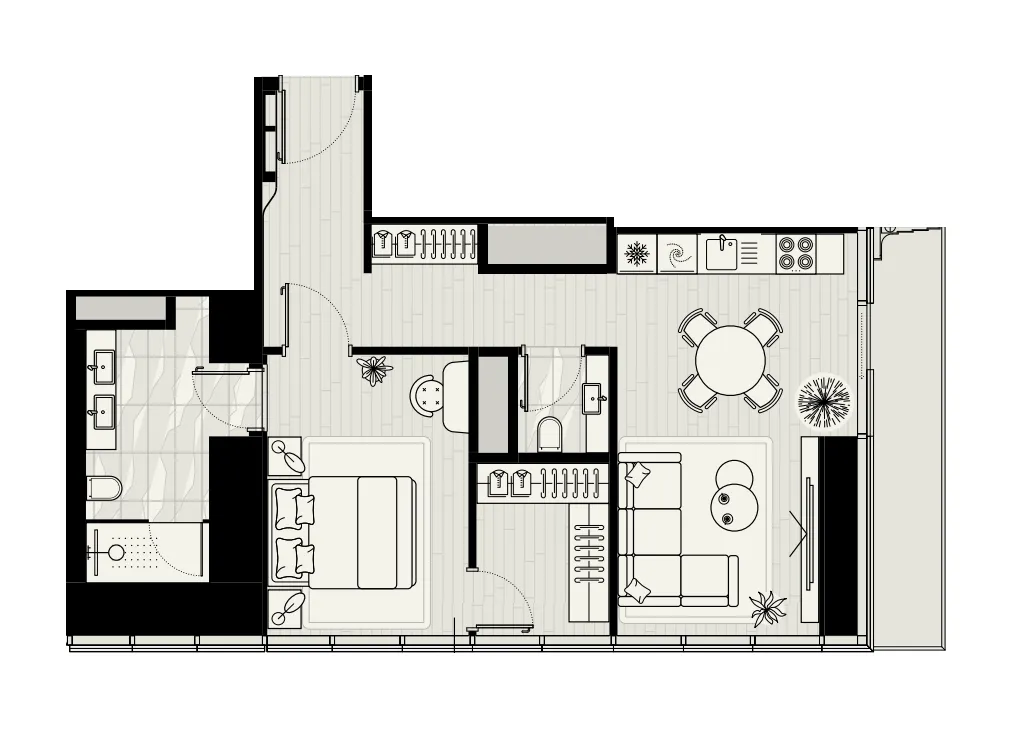 1 bedroom layout