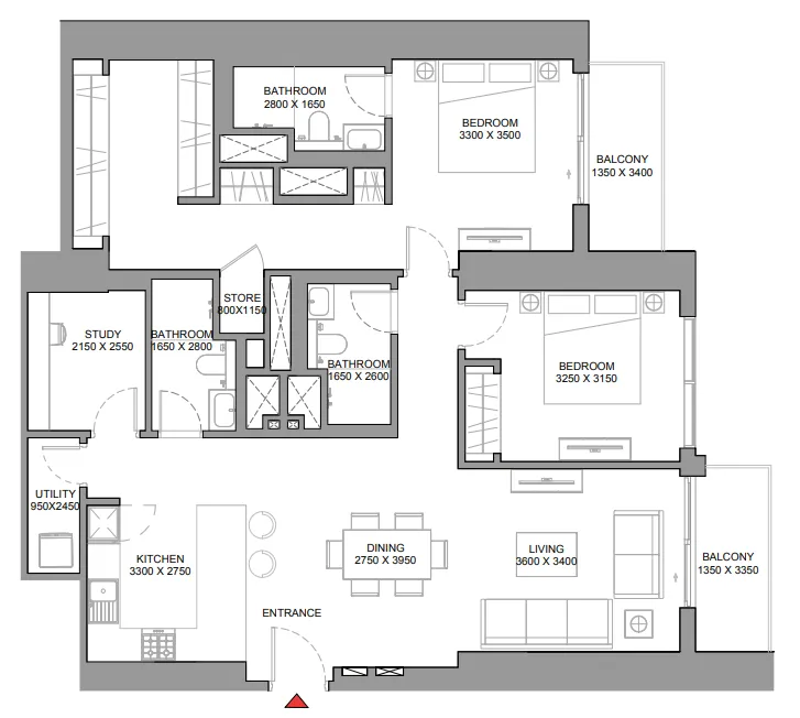 2 bedroom layout