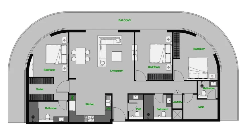 3 bedroom layout
