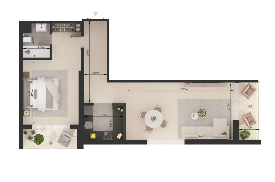 1 bedroom layout