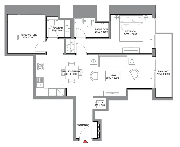 1 bedroom layout