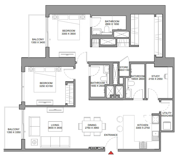 2 bedroom layout