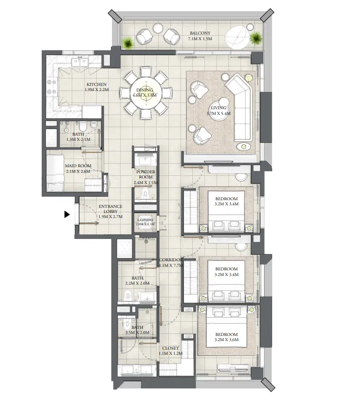 3 bedroom layout
