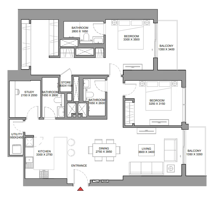 2 bedroom layout