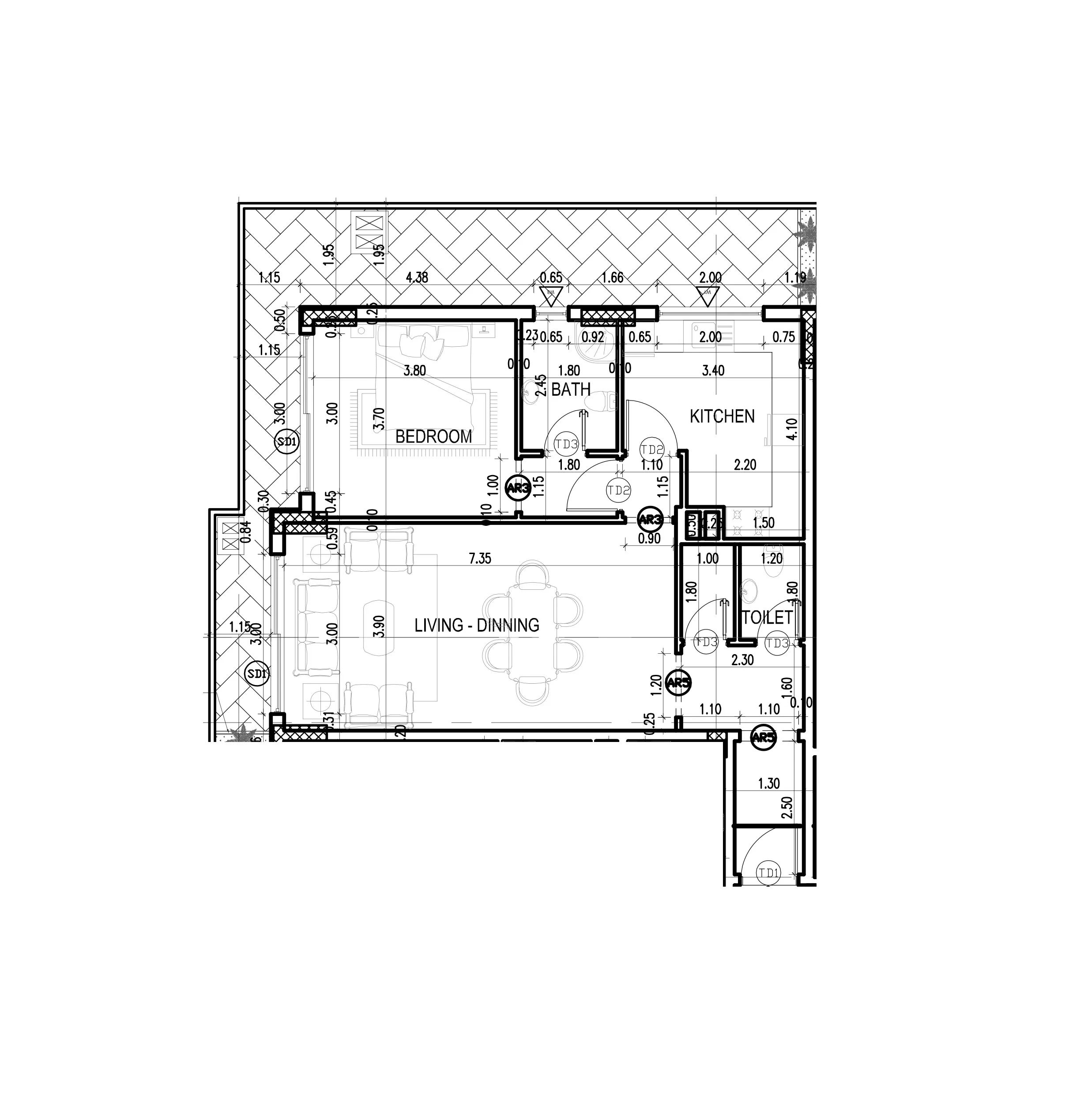 1 bedroom layout
