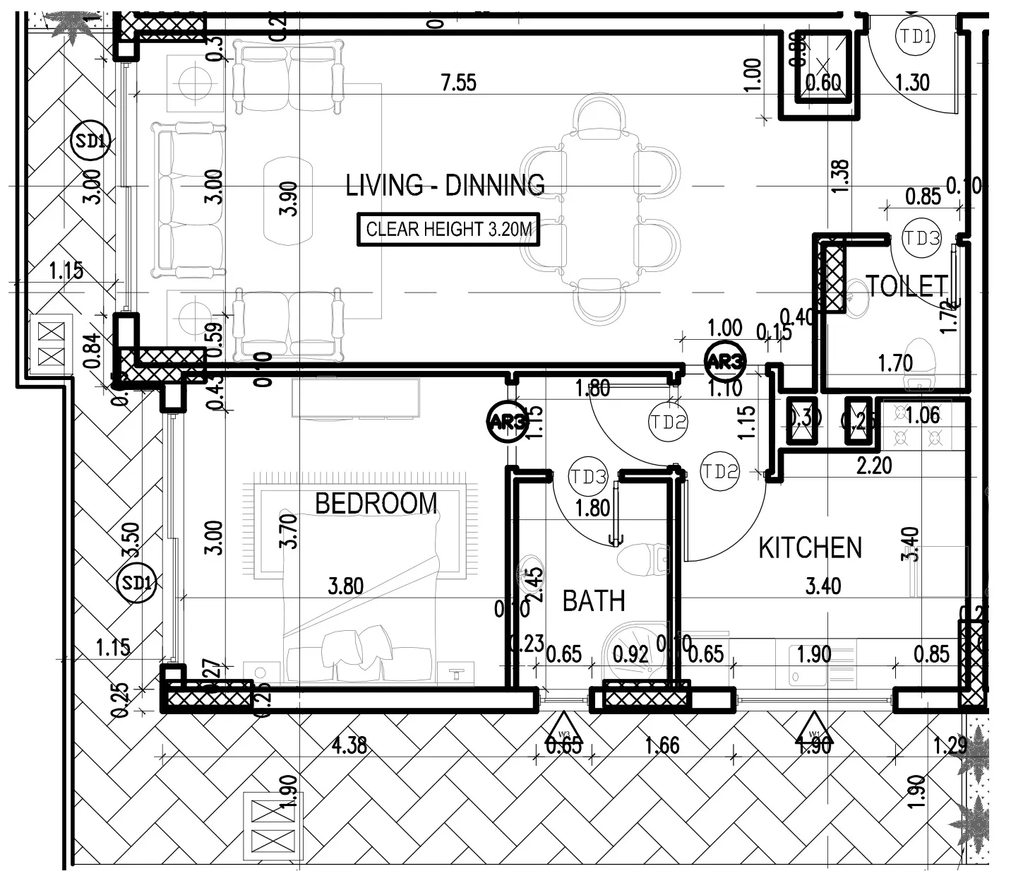 1 bedroom layout