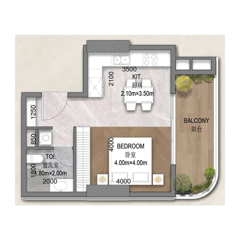 0 bedroom layout
