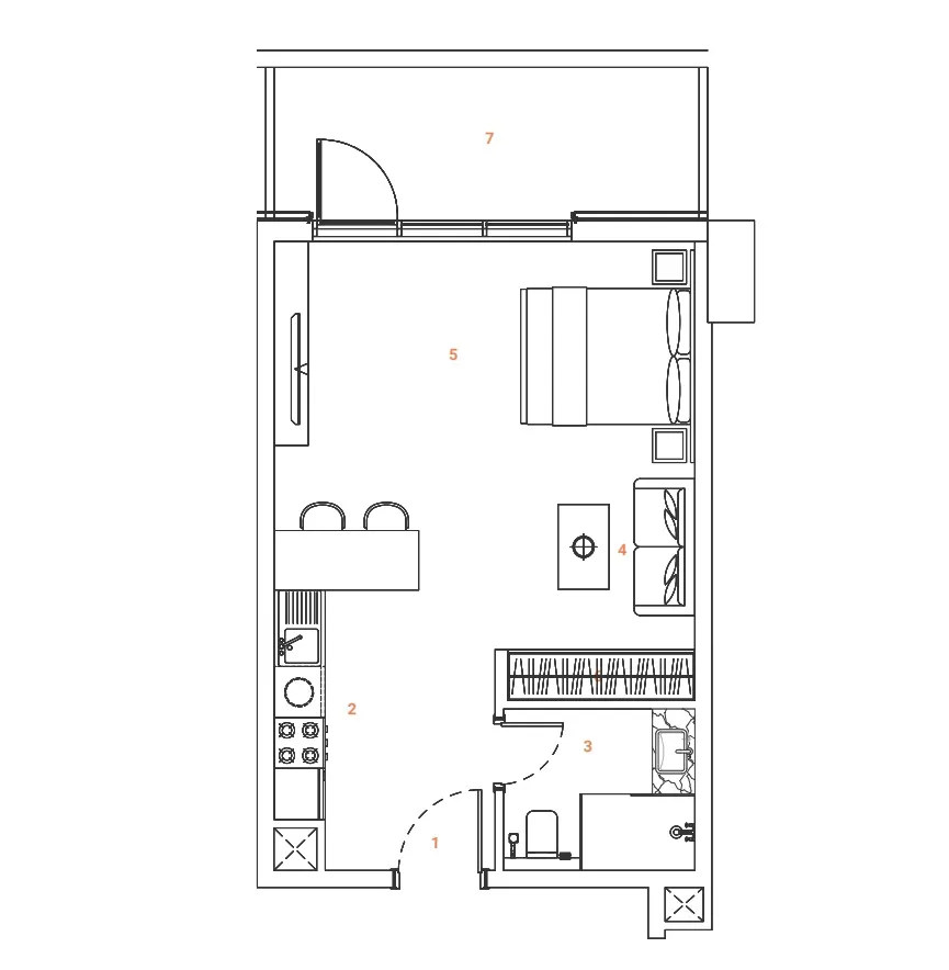 0 bedroom layout