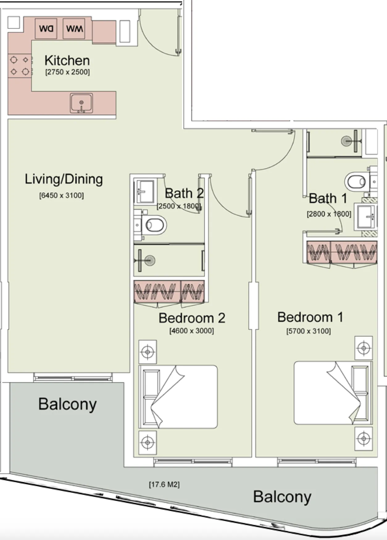 2 bedroom layout