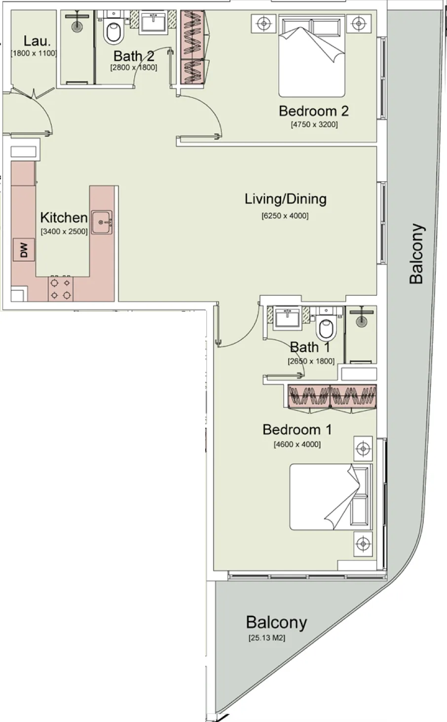 2 bedroom layout