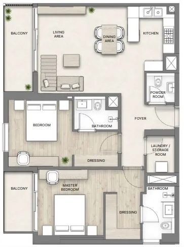 2 bedroom layout