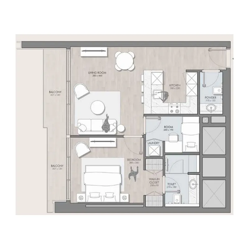 1 bedroom layout