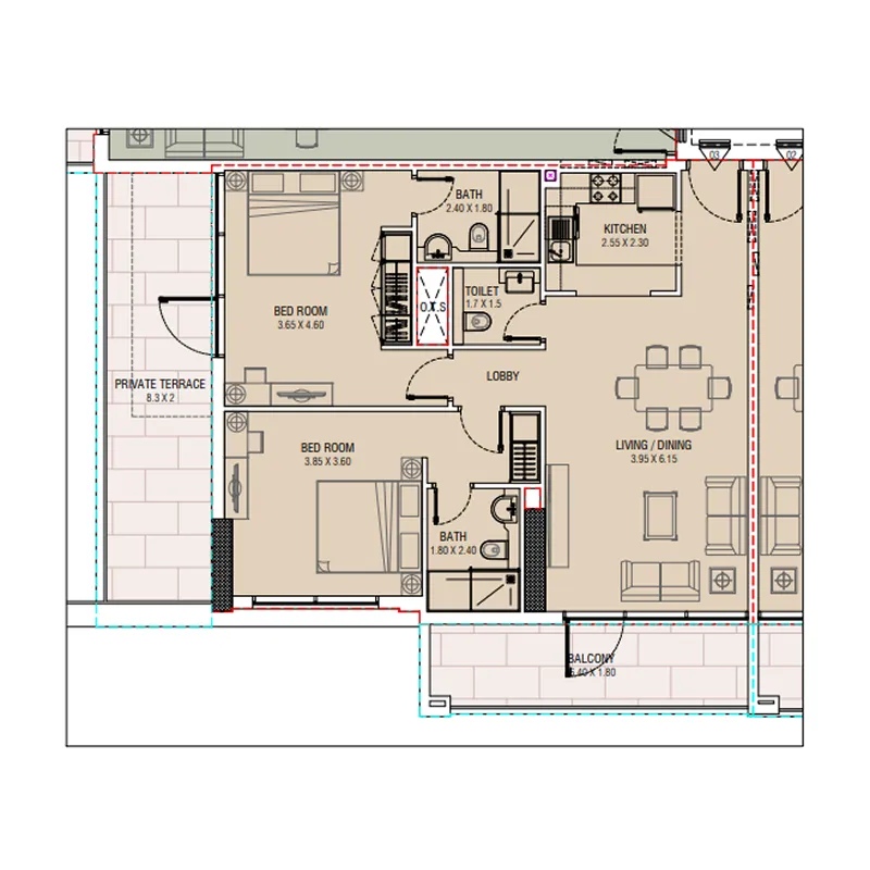 2 bedroom layout