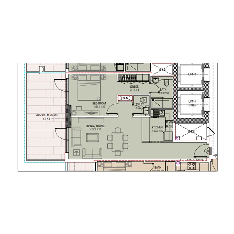 1 bedroom layout
