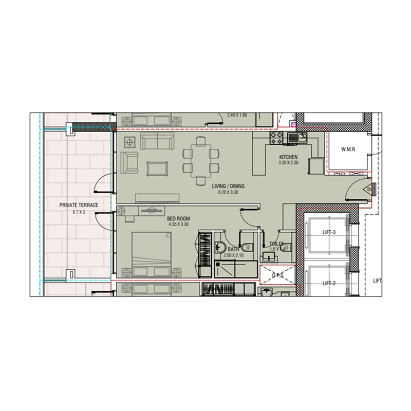 1 bedroom layout