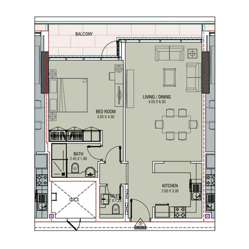1 bedroom layout