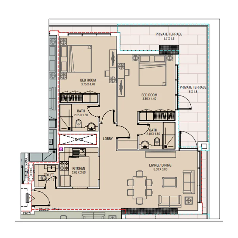 2 bedroom layout