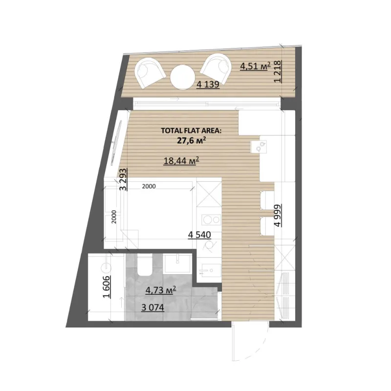 0 bedroom layout