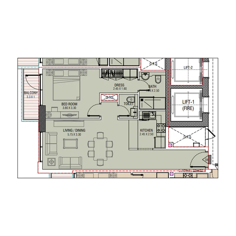 1 bedroom layout