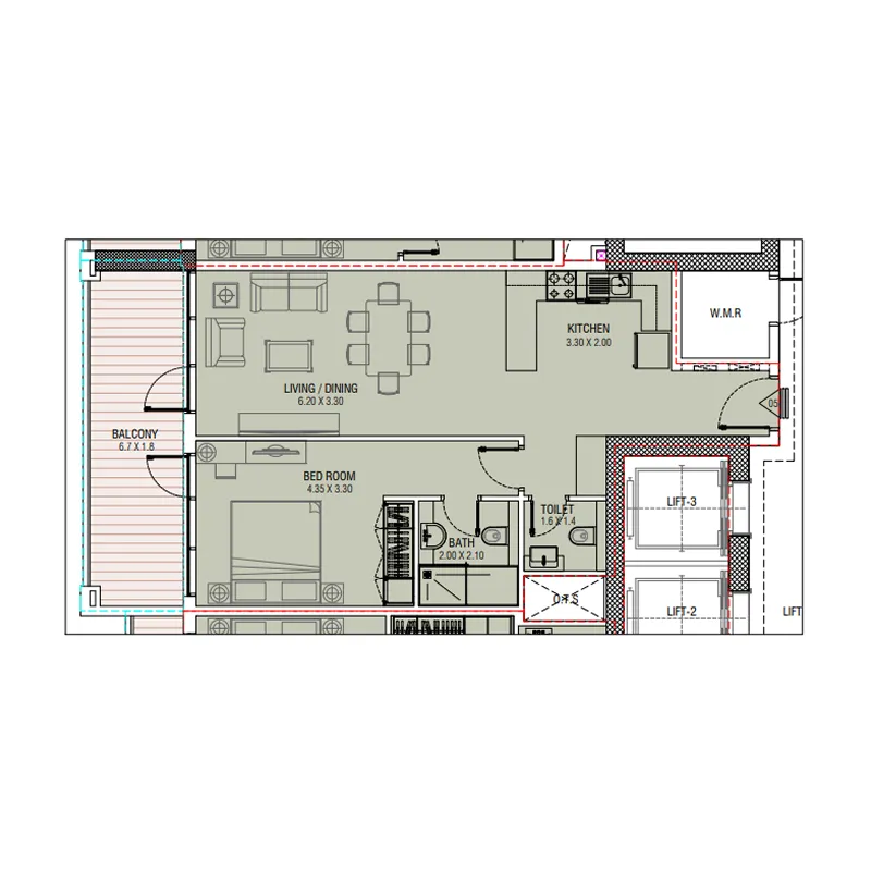 1 bedroom layout