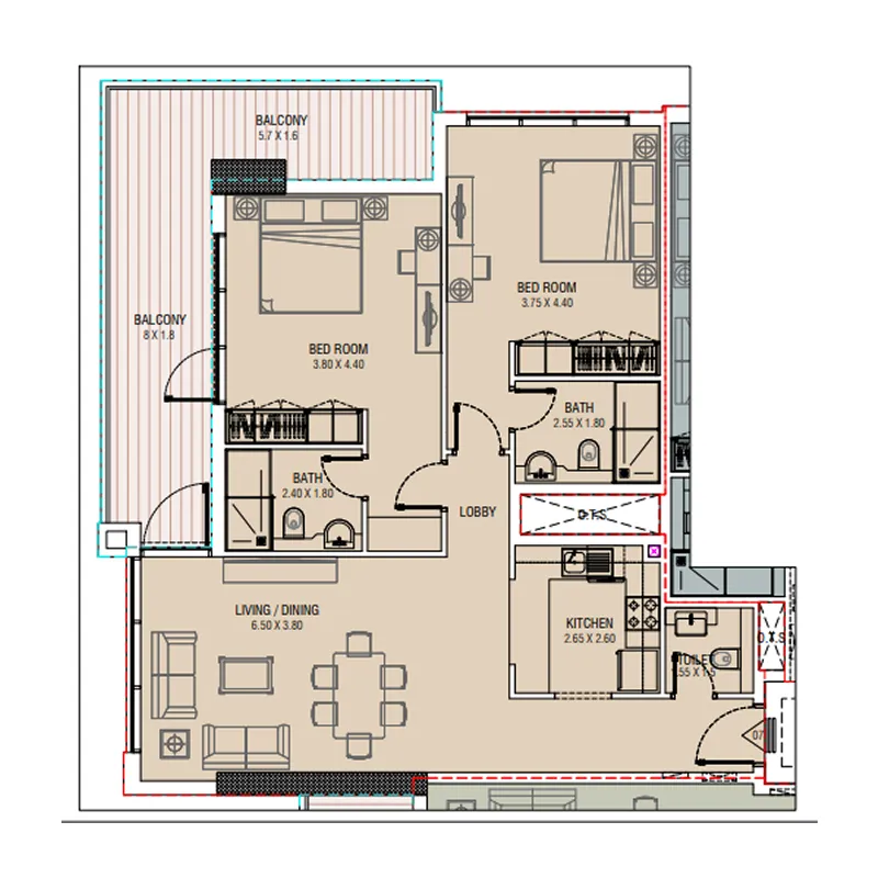 2 bedroom layout