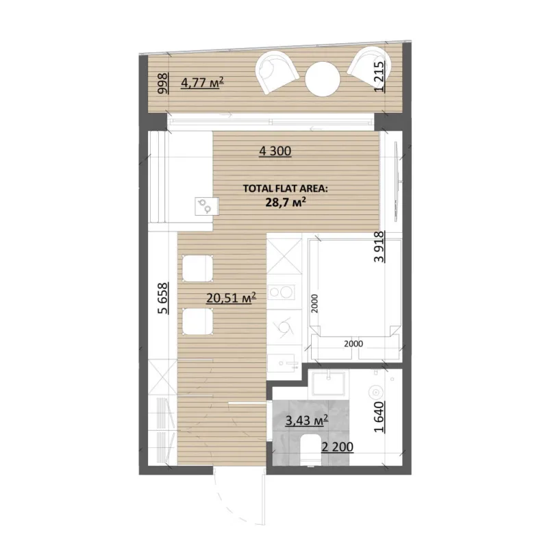 0 bedroom layout