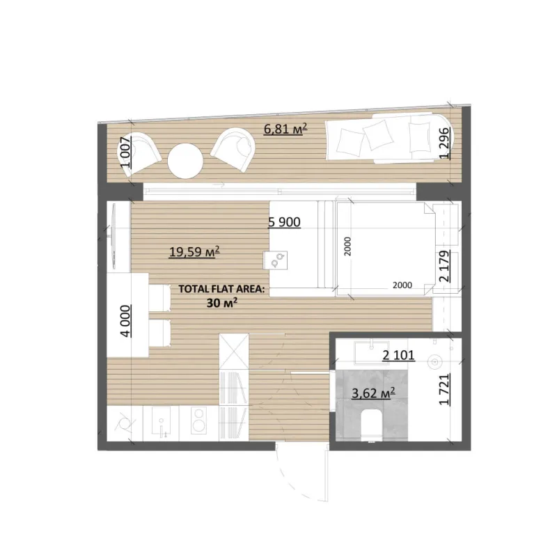 0 bedroom layout