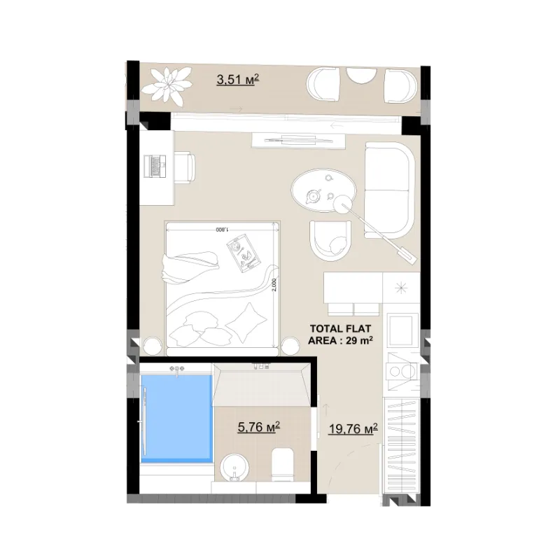 0 bedroom layout
