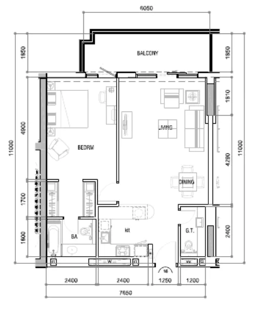 1 bedroom layout